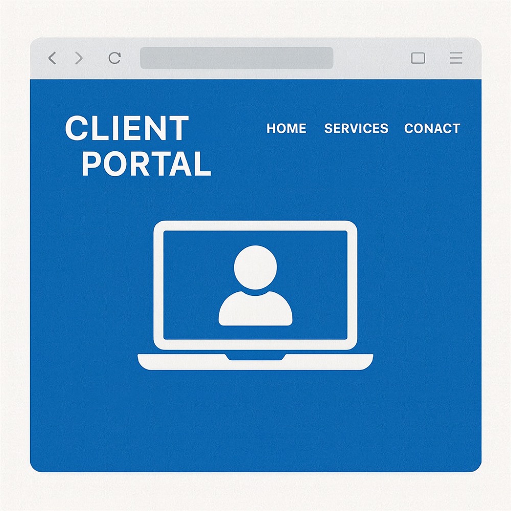 Customer portal interface illustration showing submission without direct access to the internal system