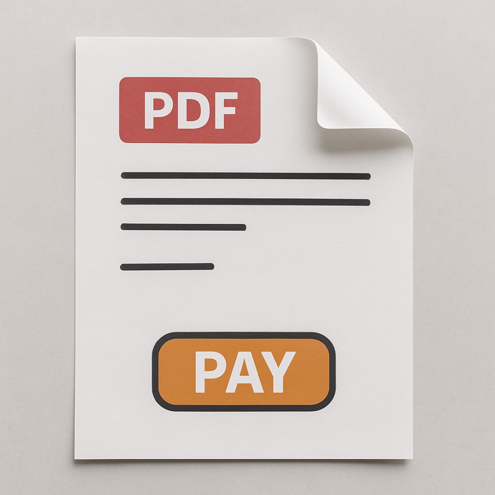 Visual illustration of PDF invoice with a pay button.