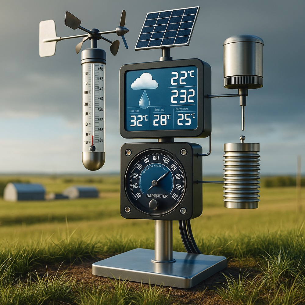 Illustration of a weather station data collection system using Raspberry Pi and FileMaker.