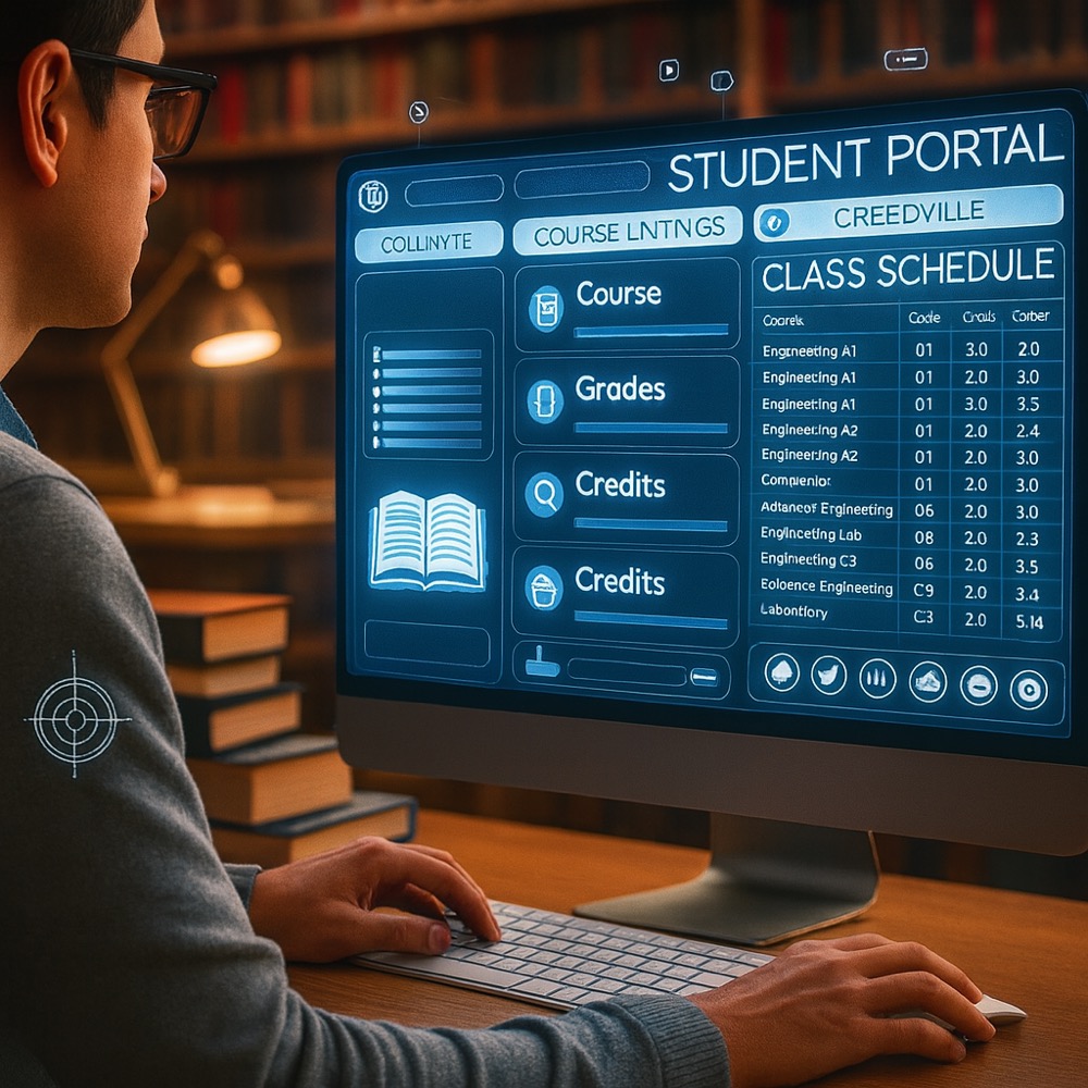 Web student portal giving access to grades, subjects and schedules