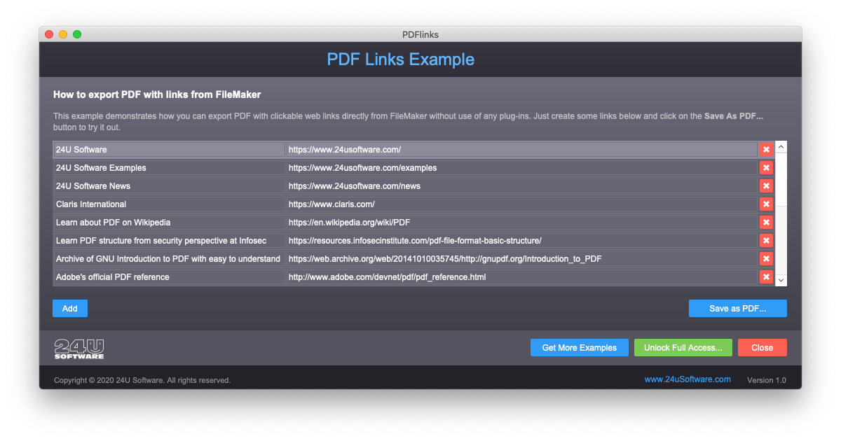 Adding links to PDF from FileMaker without plug-ins | 24U Software