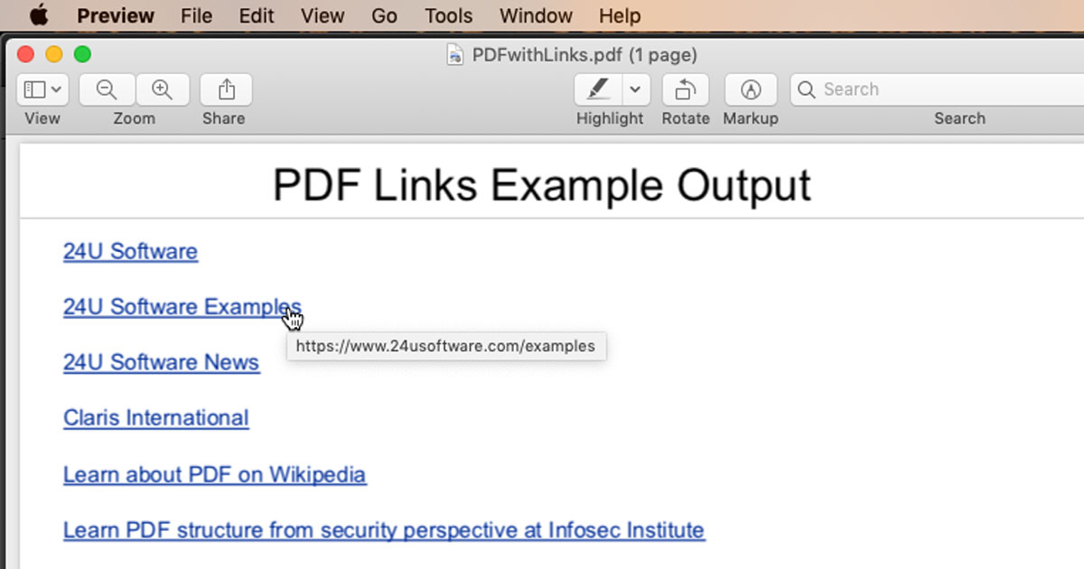 Adding links to PDF from FileMaker without plug-ins | 24U Software