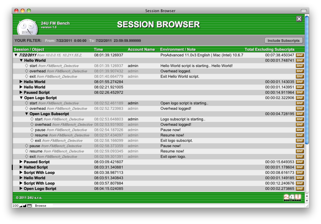 Session Browser lets you examine individual user sessions